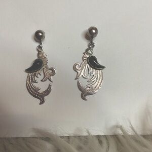 Vintage sterling Silver and Nephrite earrings